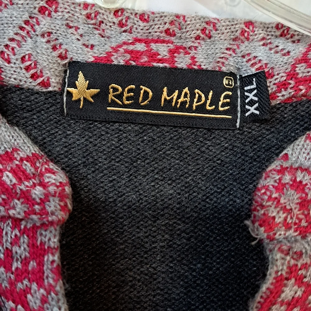 Red Maple Women's Sweater Dress Midi Length Jewel Button XXL Gray Leaves 3D - Picture 3 of 11